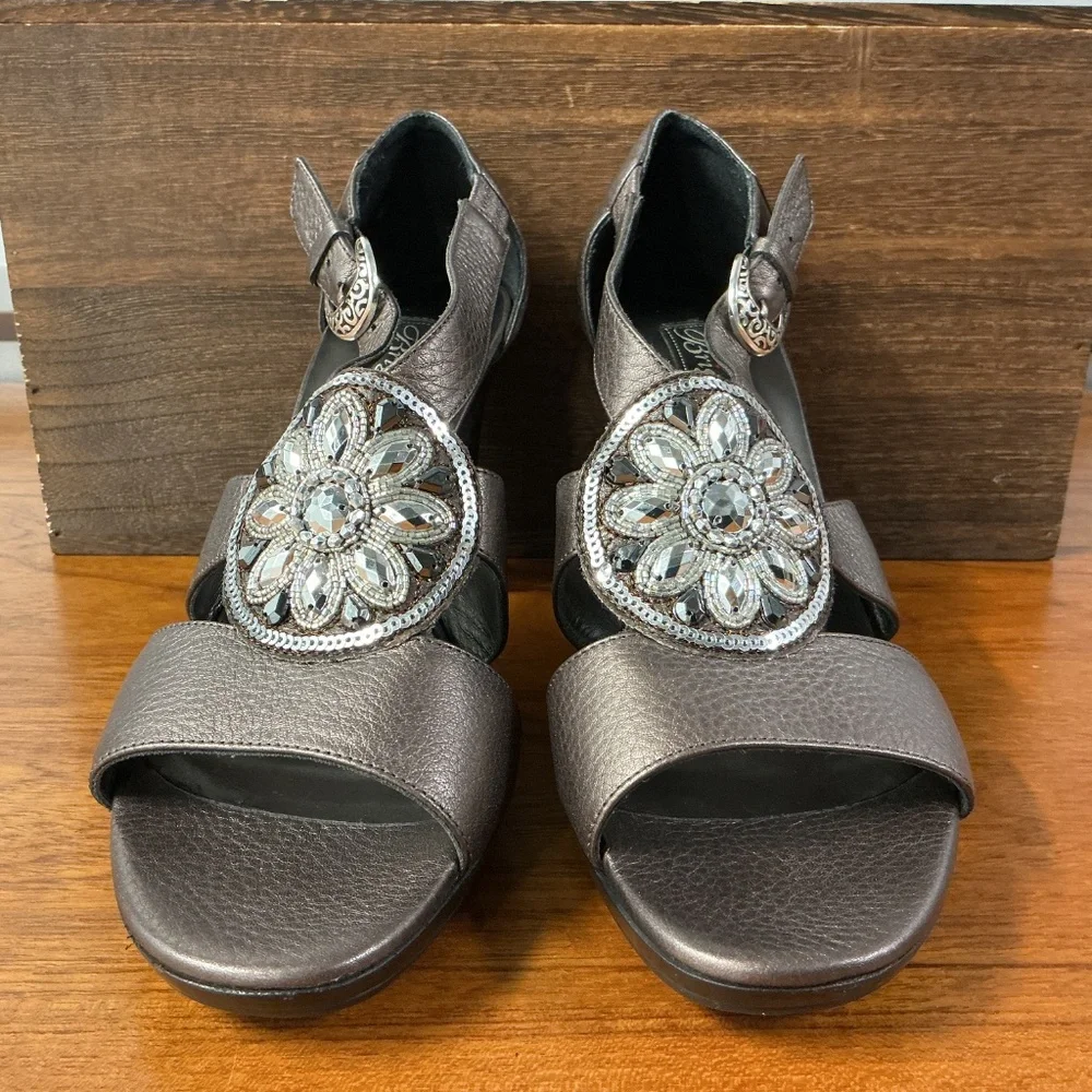 Brighton Women Viva Metallic Jewel Strappy Heel Sandals Size 8.5